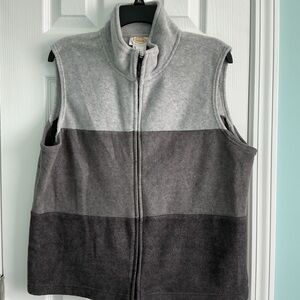 Talbots Heather Gray Zip-Up Fleece Vest